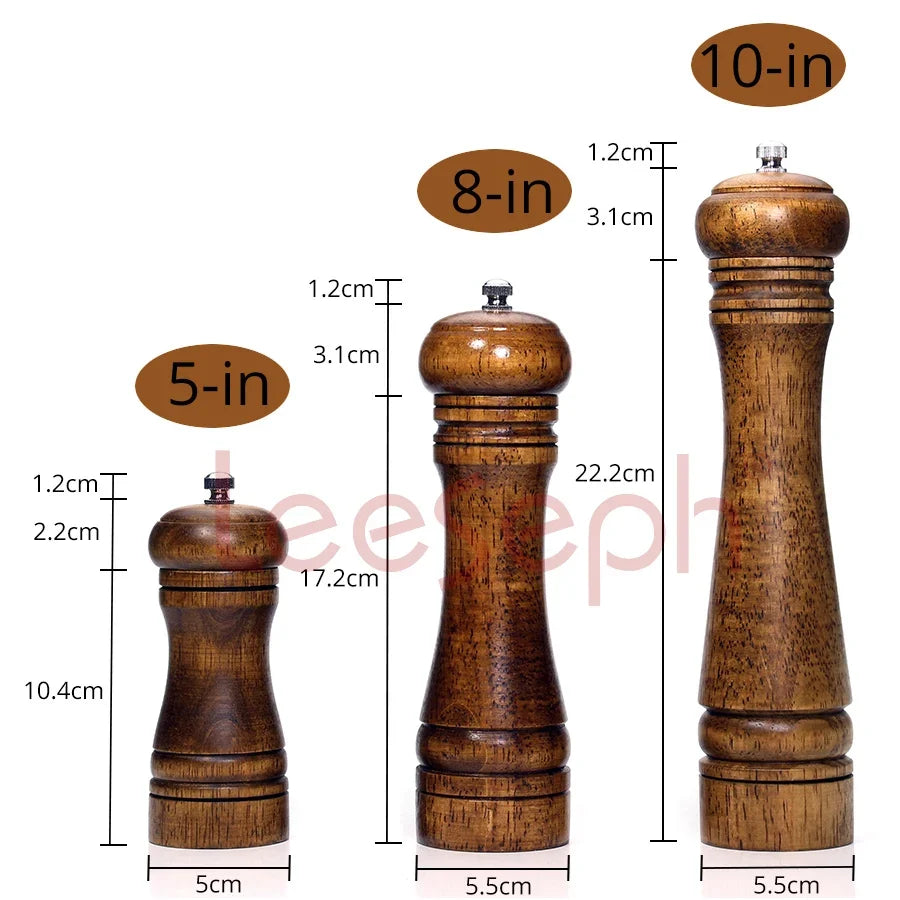 Salt Pepper Mills Solid Wood Mill Strong Adjustable Ceramic Grinder 5