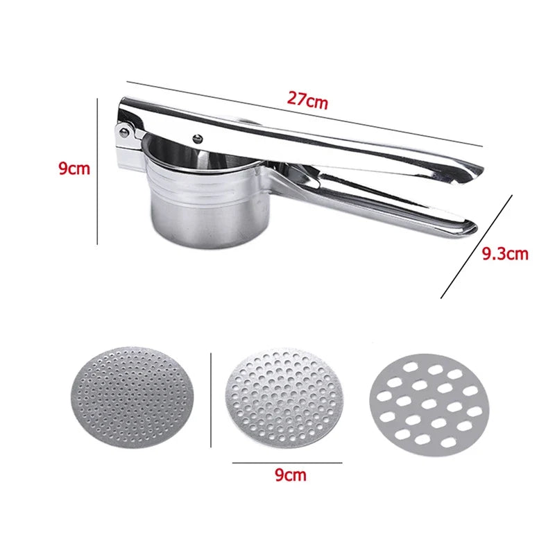 Stainless Steel Potato Ricer & Masher – 3 Interchangeable Discs