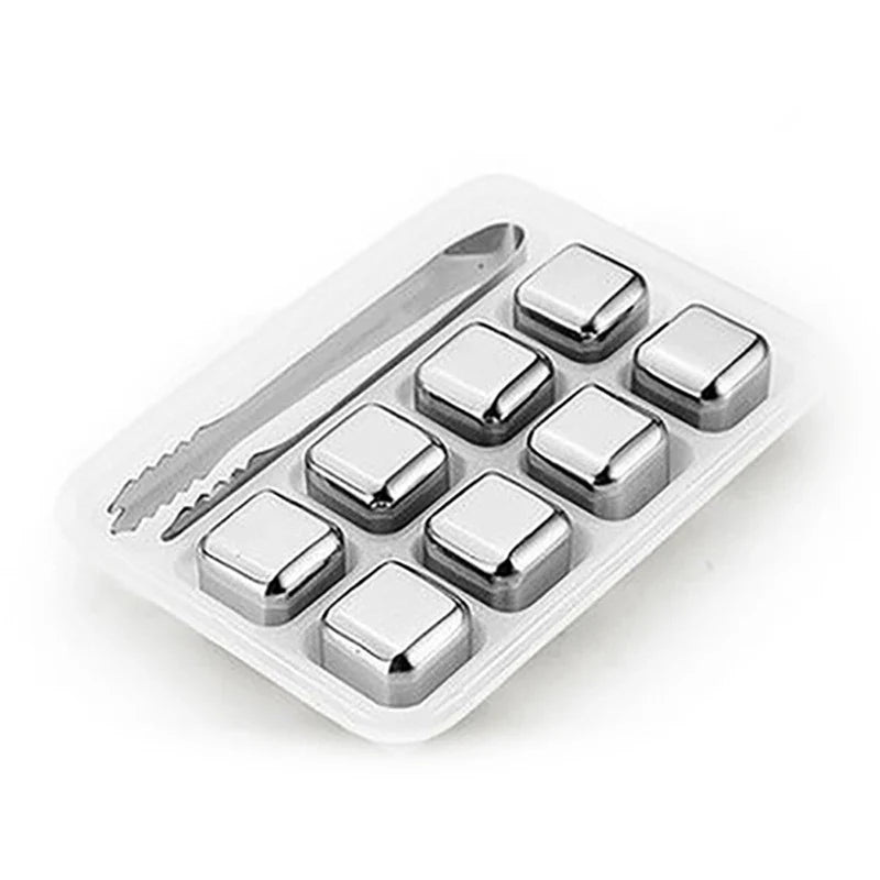 Reusable Stainless Steel Ice Cubes – Whiskey & Wine Chilling Set