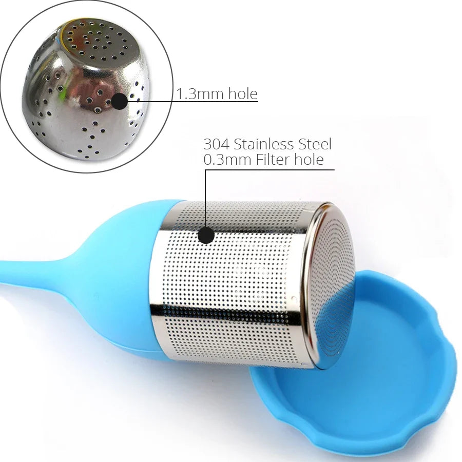 Tea Infuser Stainless Steel Fine Mesh Filter BPA-Free Silicone Leaf