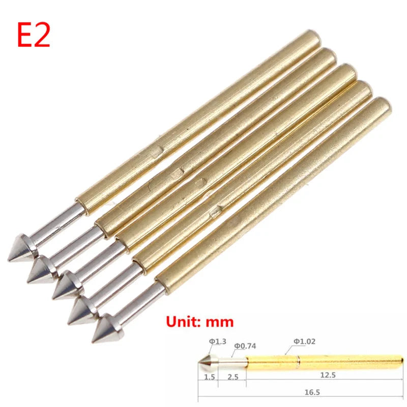 100pcs P75-E2/E3 Gold Plated Spring Test Probe Pogo Pins 1.3mm