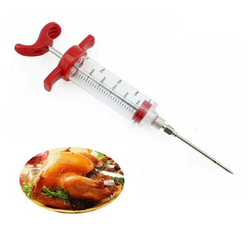 BBQ Meat Injector Syringe Set with 5 Stainless Steel Needles