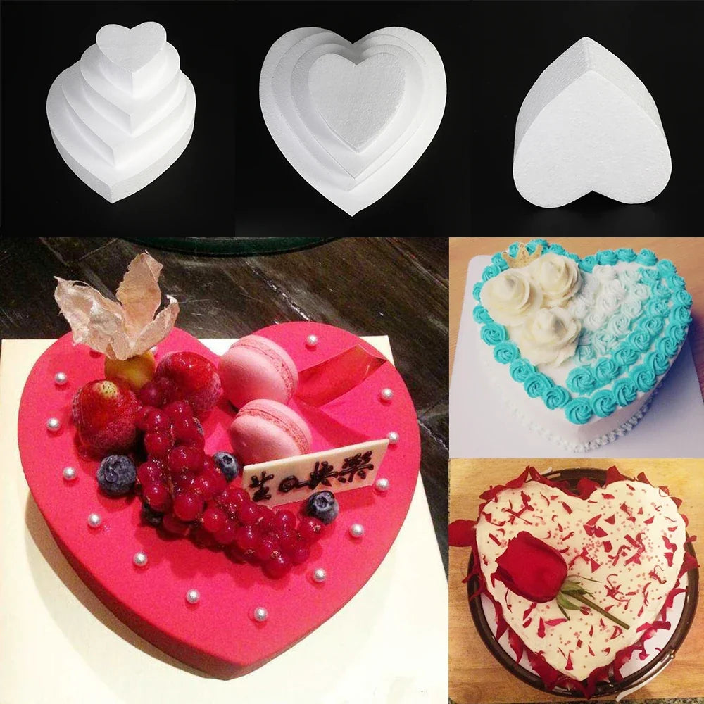 4 6 8 DIY Practice Heart Shaped Model Cake Foam Mold Polystyrene