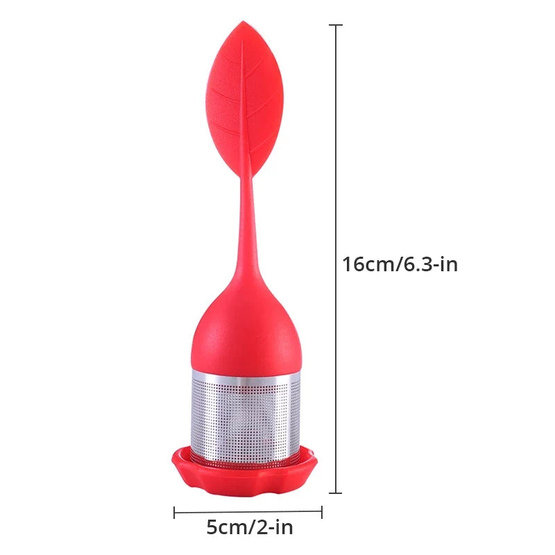 Tea Infuser Stainless Steel Fine Mesh Filter BPA-Free Silicone Leaf