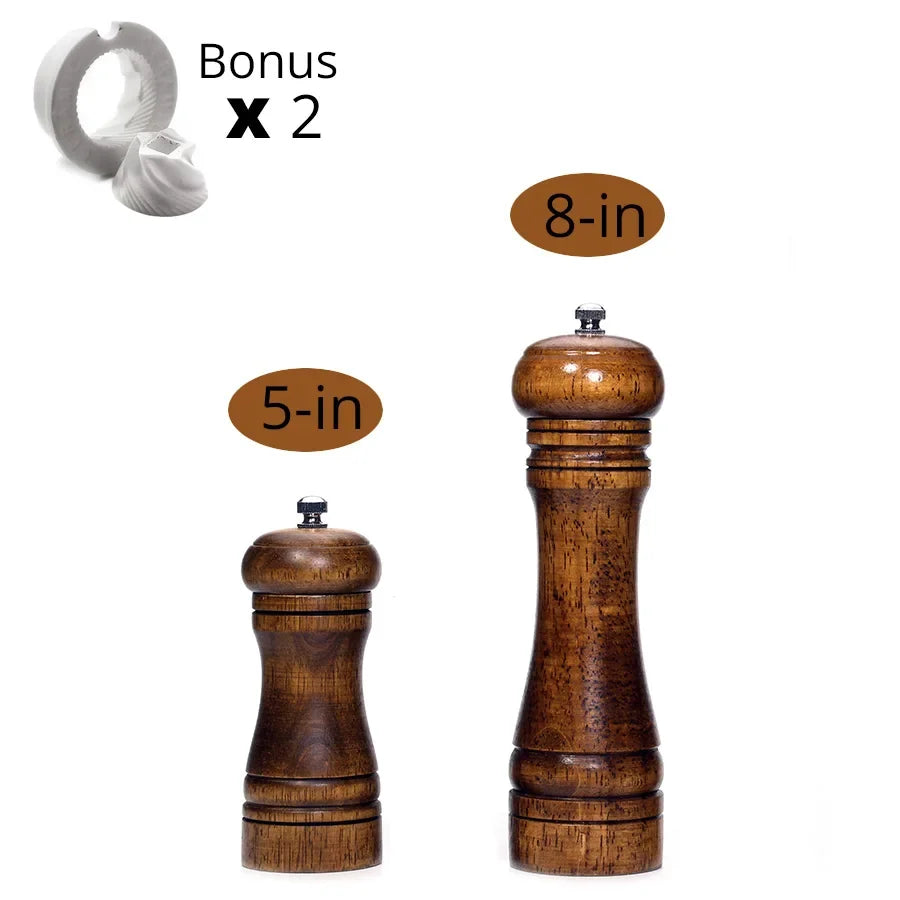 Salt Pepper Mills Solid Wood Mill Strong Adjustable Ceramic Grinder 5
