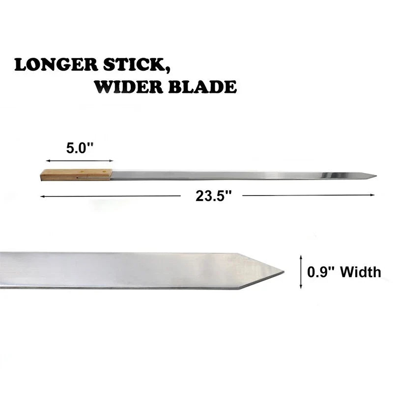 23.5" Stainless Steel BBQ Skewers with Oak Wood Handle | 2-8pc