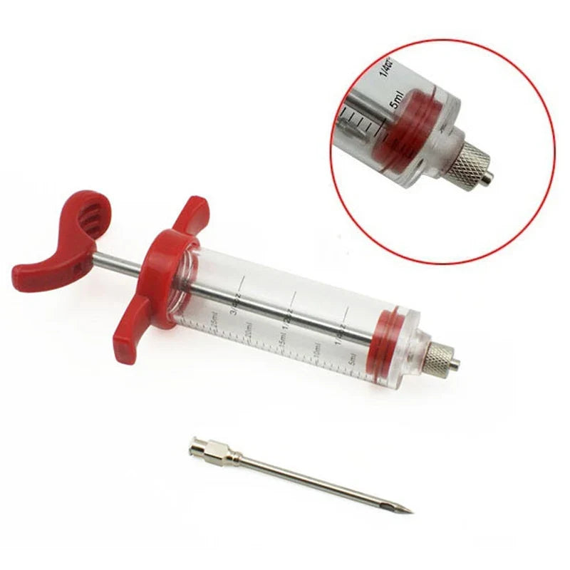 BBQ Meat Injector Syringe Set with 5 Stainless Steel Needles