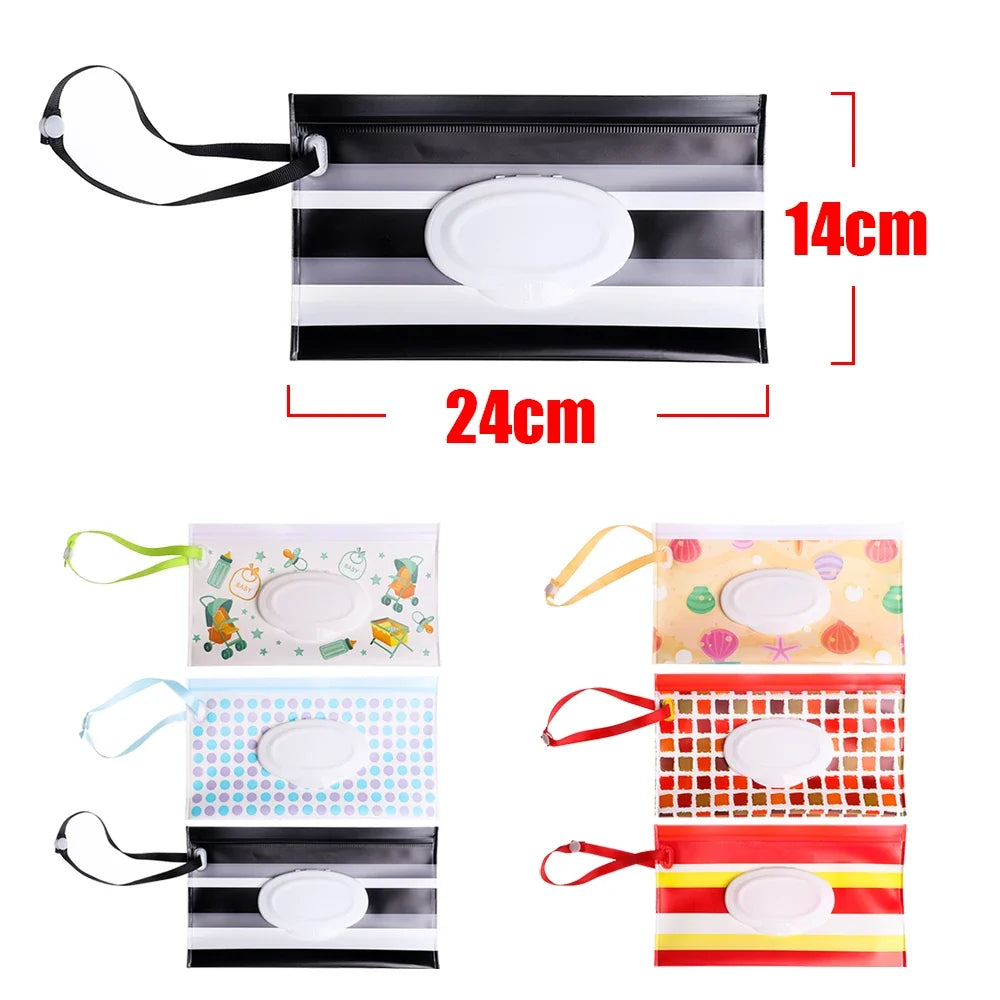 Baby Wet Wipes Carrying Case Bag | Stroller Snap-Strap Clutch