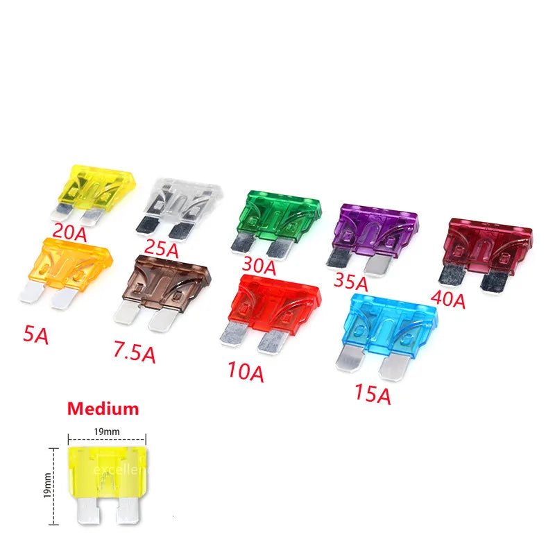 Car Fuse Mini Small Medium 5A 7 10A 15A 20A 25A 30A 35A 40A Amp Clip