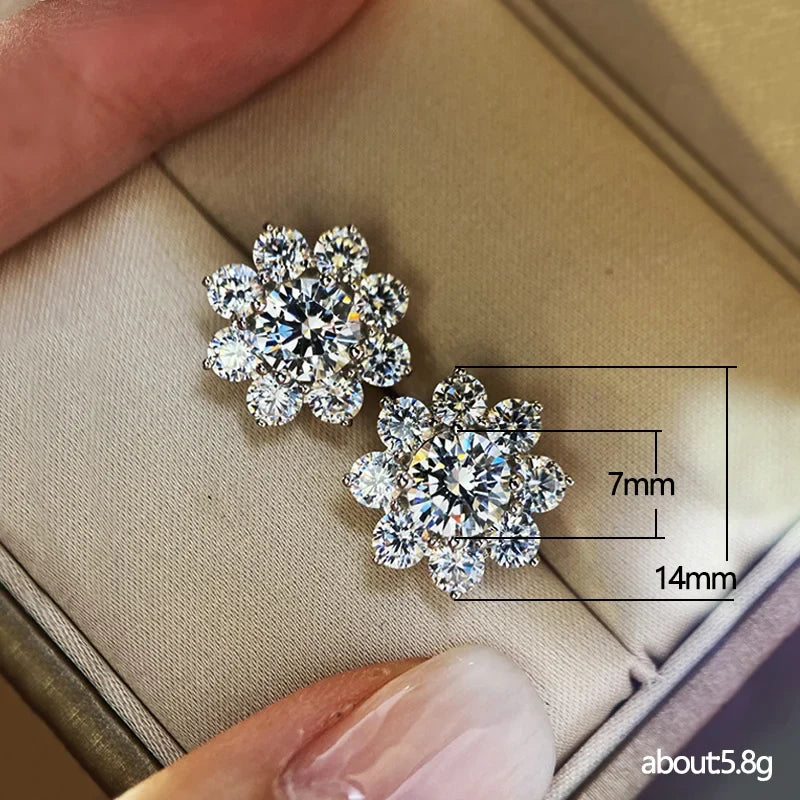 Huitan Crystal Flower Stud Earrings | Cubic Zirconia Women