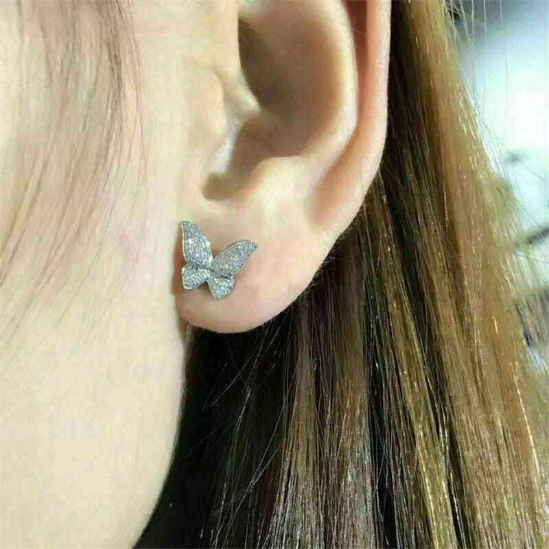 Huitan Butterfly Stud Earrings – Cubic Zirconia Women's Jewelry