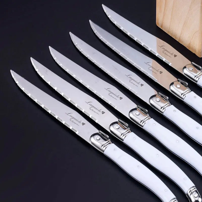 8-Piece Rainbow Laguiole Steak Knife Set – Stainless Steel