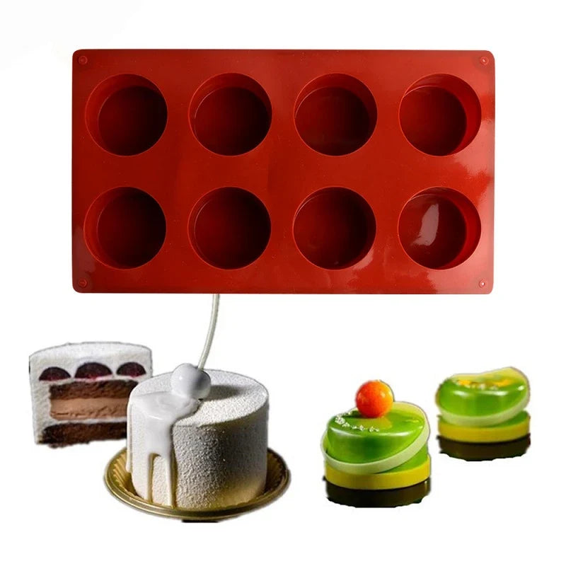 8-Hole Non-Stick Silicone Cake Mold – Muffin, Mousse & Choc
