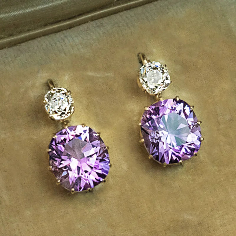 Huitan Purple Drop Earrings – Cubic Zirconia Women's Jewelry