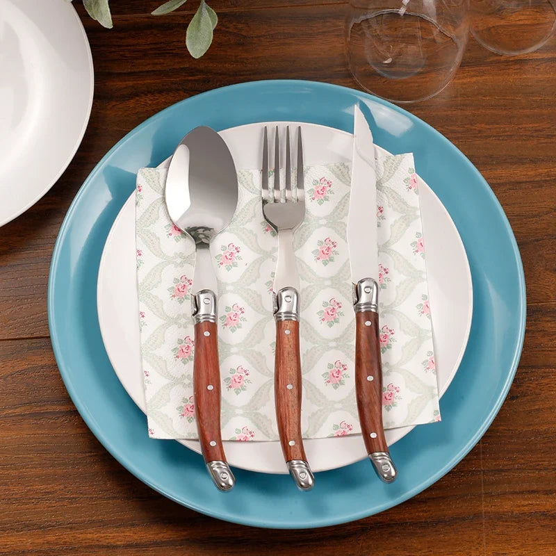 Laguiole Wood Handle Steak Forks Set – 8.5" Stainless Steel