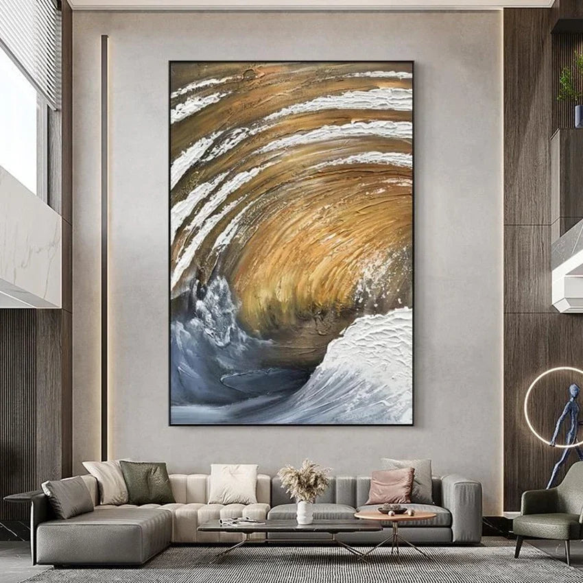 Sea Spin Abstract Hand-Painted Oil Painting | Canvas Wall Art