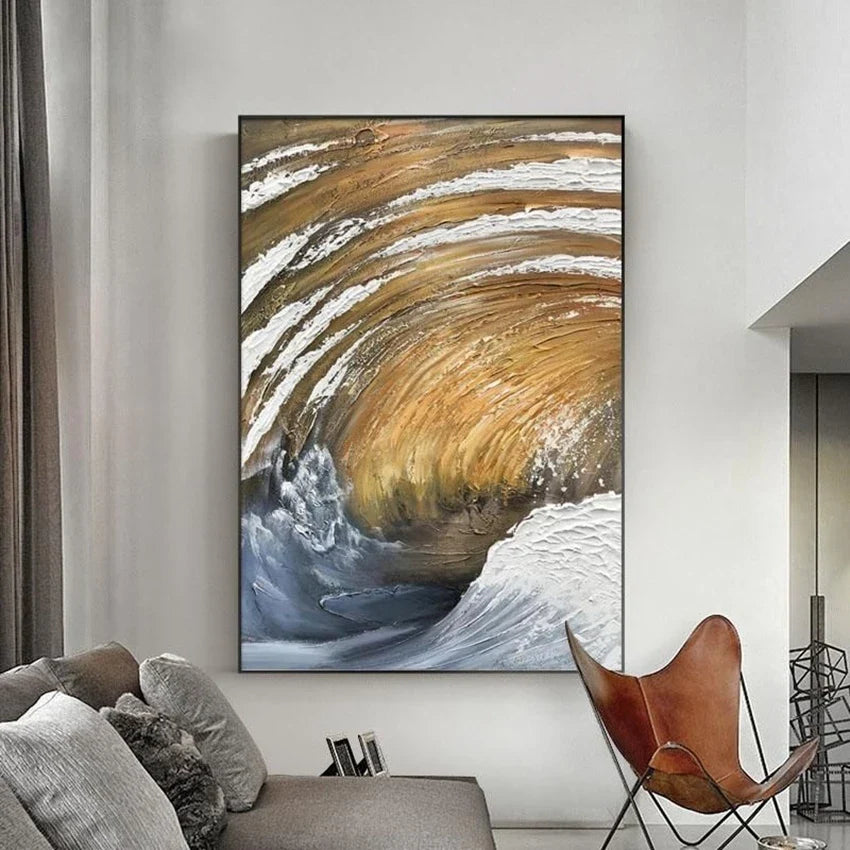 Sea Spin Abstract Hand-Painted Oil Painting | Canvas Wall Art