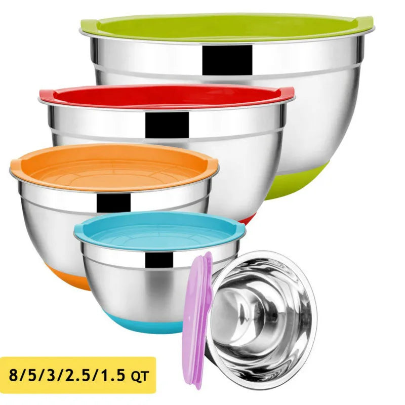 5-Piece Stainless Steel Mixing Bowls with Airtight Lids