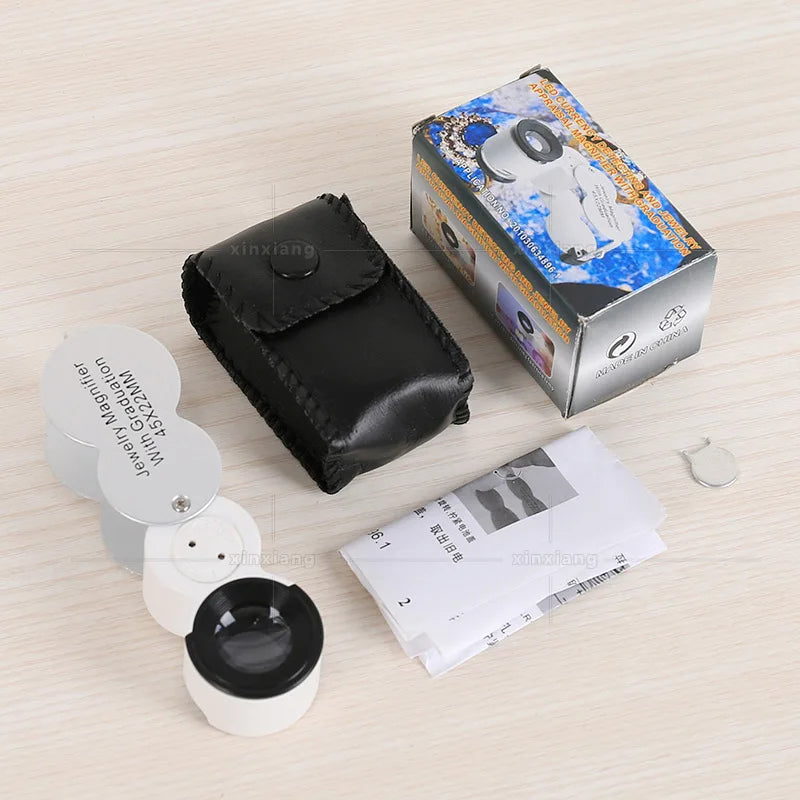 45X Folding Loupe Magnifier with LED, UV Light & Scale