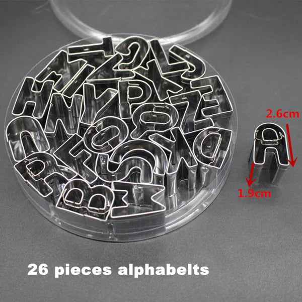 35-Pc Stainless Steel Alphabet & Number Cookie Cutter Set