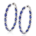 Huitan Blue White Cubic Zirconia Hoop Earrings for Women