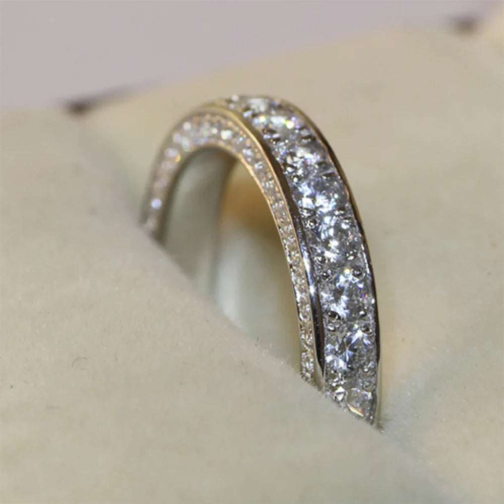 Huitan Women's Cubic Zirconia Wedding Ring – Classic CZ Band