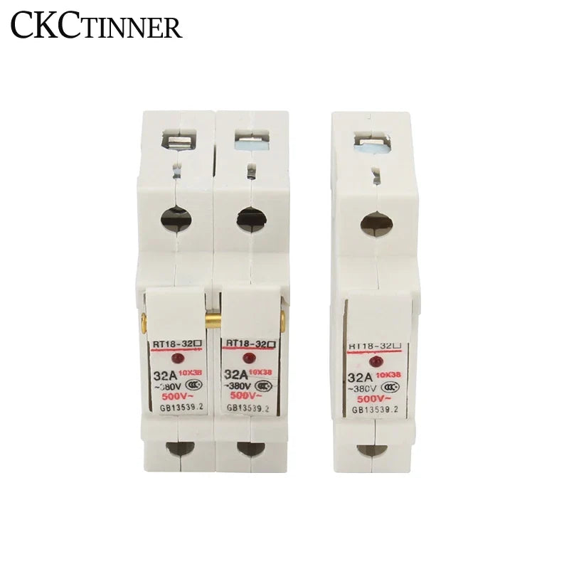DIN Rail Fuse Holder 1P–4P RT18-32X 500V 10x38mm with Fuse