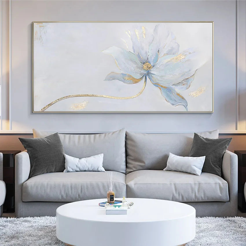 Handmade Floral Canvas Oil Painting – Abstract Wall Art Decor