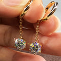 Huitan Chain Dangle Earrings – 6-Claw Cubic Zirconia Women
