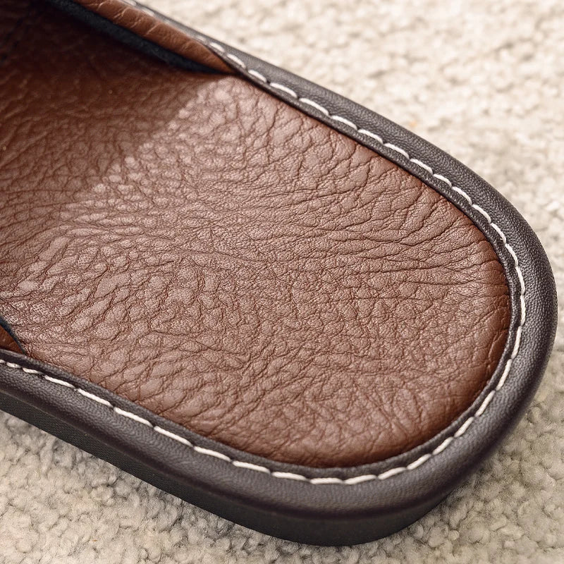 Lorilury Men's Indoor Leather Slippers | Non-Slip Unisex EU 35–48