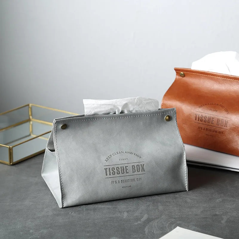 PU Leather Tissue Box Holder – Napkin Case for Car & Home