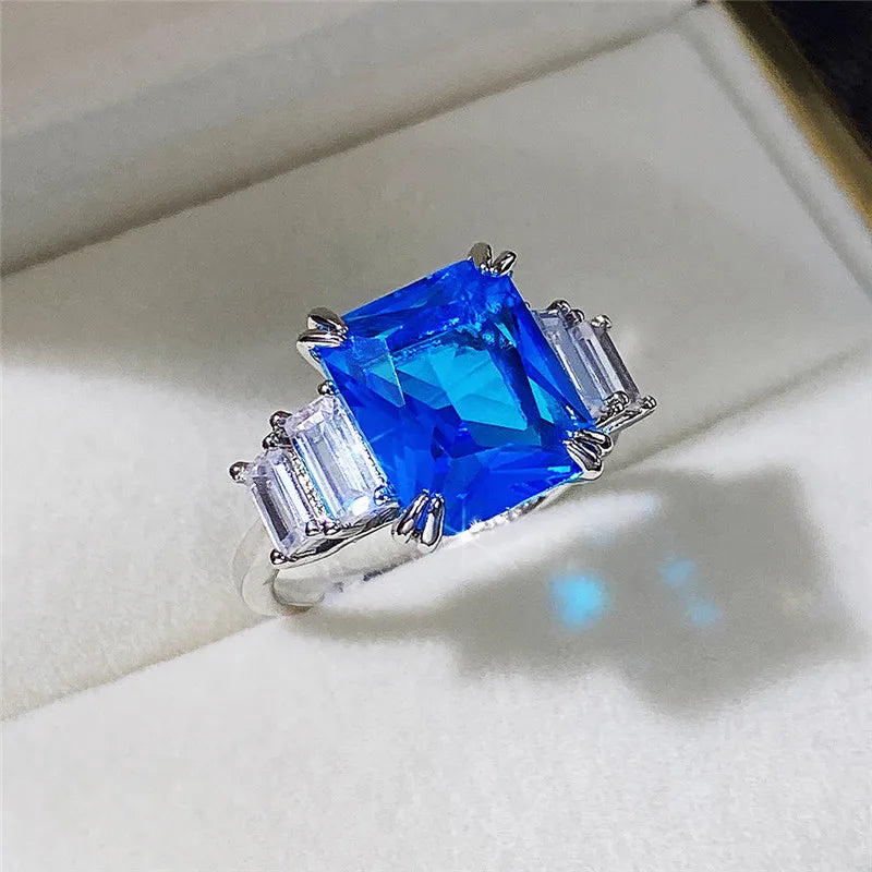 Huitan Blue & Yellow CZ Women's Fashion Ring | Cubic Zirconia