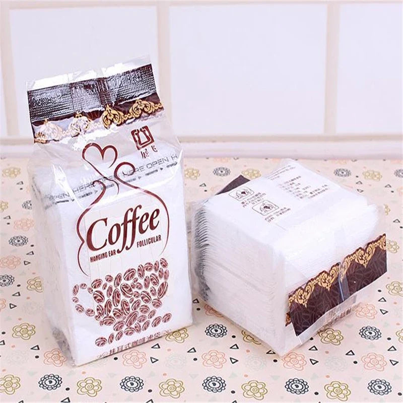 50-Pack Hanging Ear Drip Coffee Filter Bags – Portable Paper
