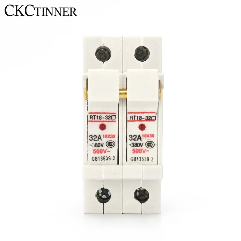 DIN Rail Fuse Holder 1P–4P RT18-32X 500V 10x38mm with Fuse