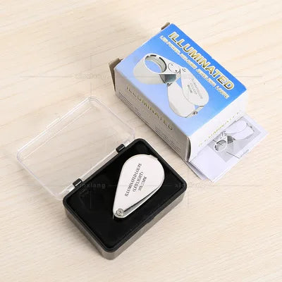 30X LED Folding Magnifying Glass – HD Jewelry Loupe with Light