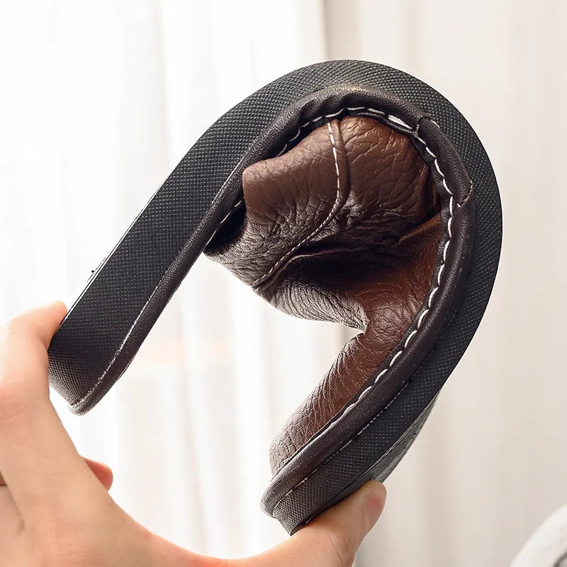 Lorilury Men's Indoor Leather Slippers | Non-Slip Unisex EU 35–48