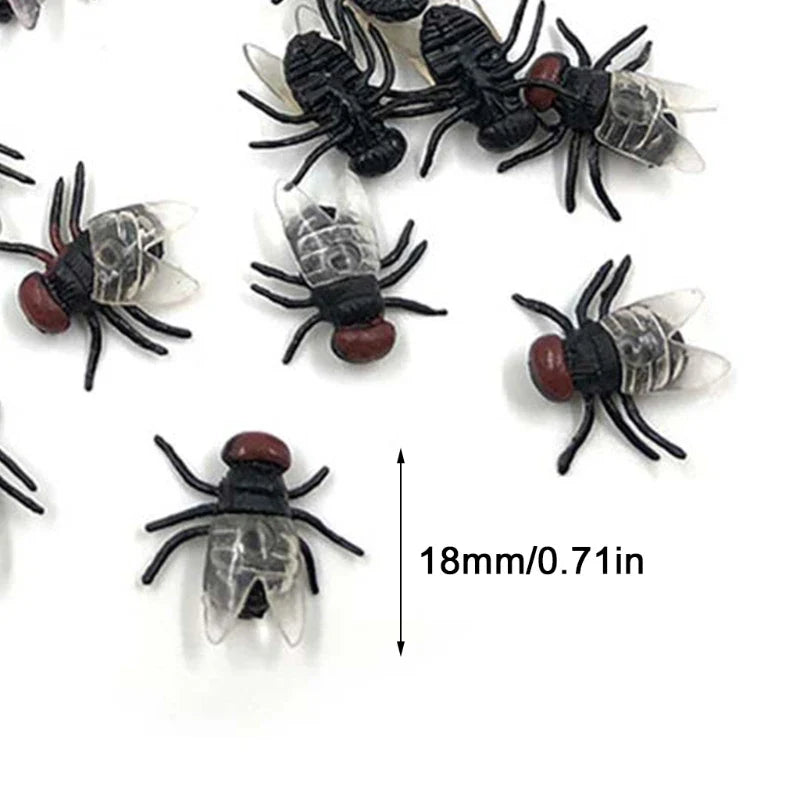 100 Pcs Fake Flies Plastic Bug Prank Toys | Halloween Party