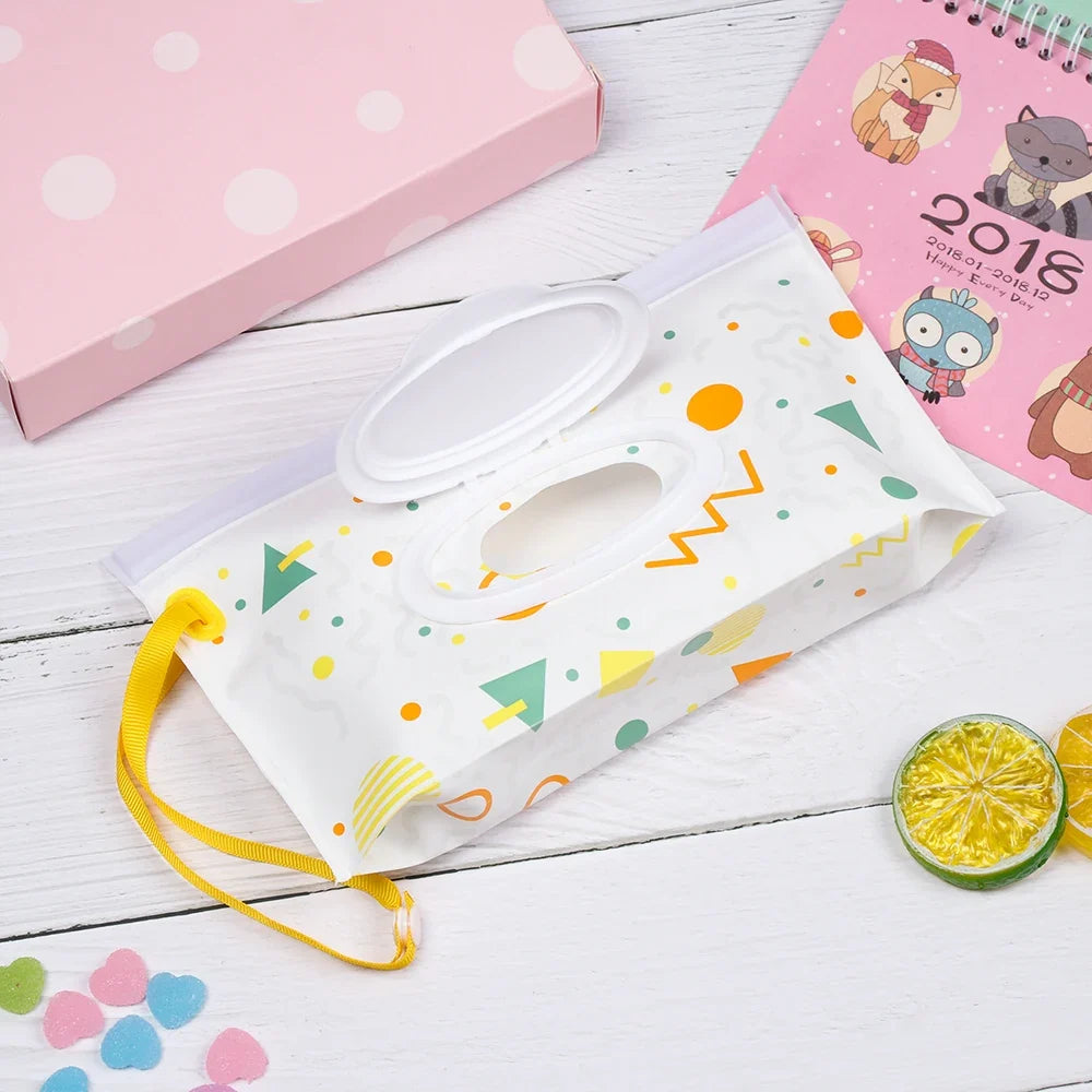 Baby Wet Wipes Carrying Case Bag | Stroller Snap-Strap Clutch