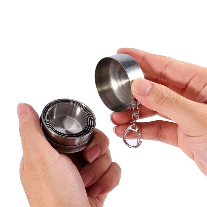 Collapsible Stainless Steel Travel Cup with Keychain | 75–240ml