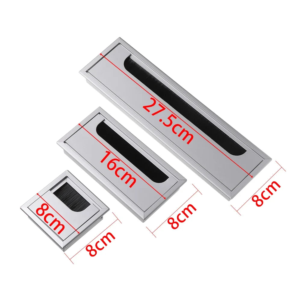 Aluminum Alloy Grommet Hole Cover Outlet Port Black Brush Rectangle