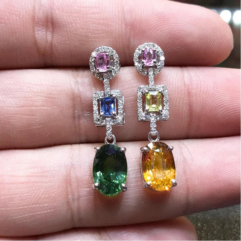 Huitan Multicolored CZ Dangle Earrings – Drop Earrings for Women