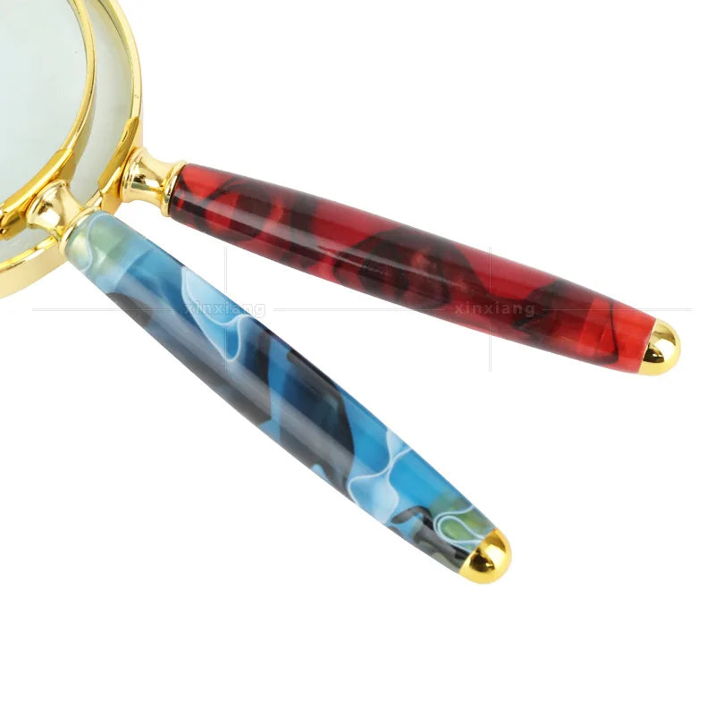 10x LED Handheld Magnifying Glass – Jade Handle & Gold Frame