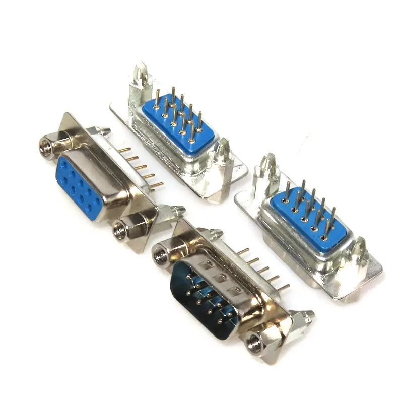 Male Female Blue Straight Pin DB9 D-sub PCB Mount RS232 Serial Port