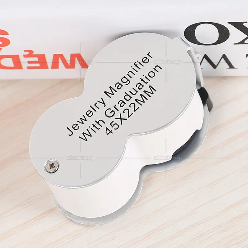 45X Folding Loupe Magnifier with LED, UV Light & Scale