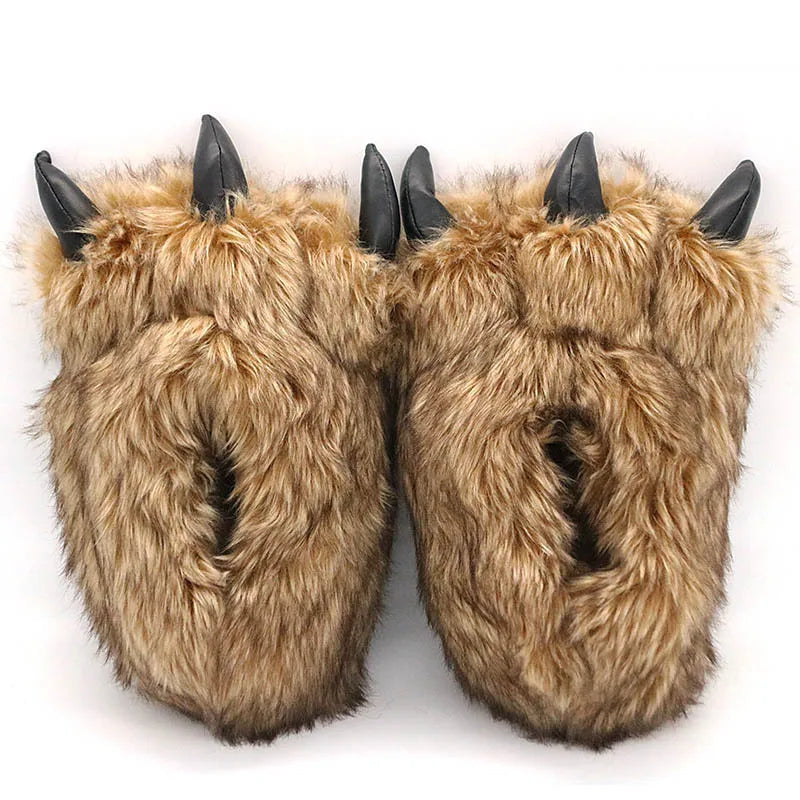 Lorilury Bear Paw Slippers – Fluffy Novelty Indoor Shoes Unisex