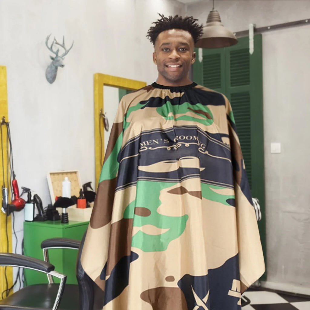 Camouflage Barber Cape – Waterproof Hair Cutting Salon Gown