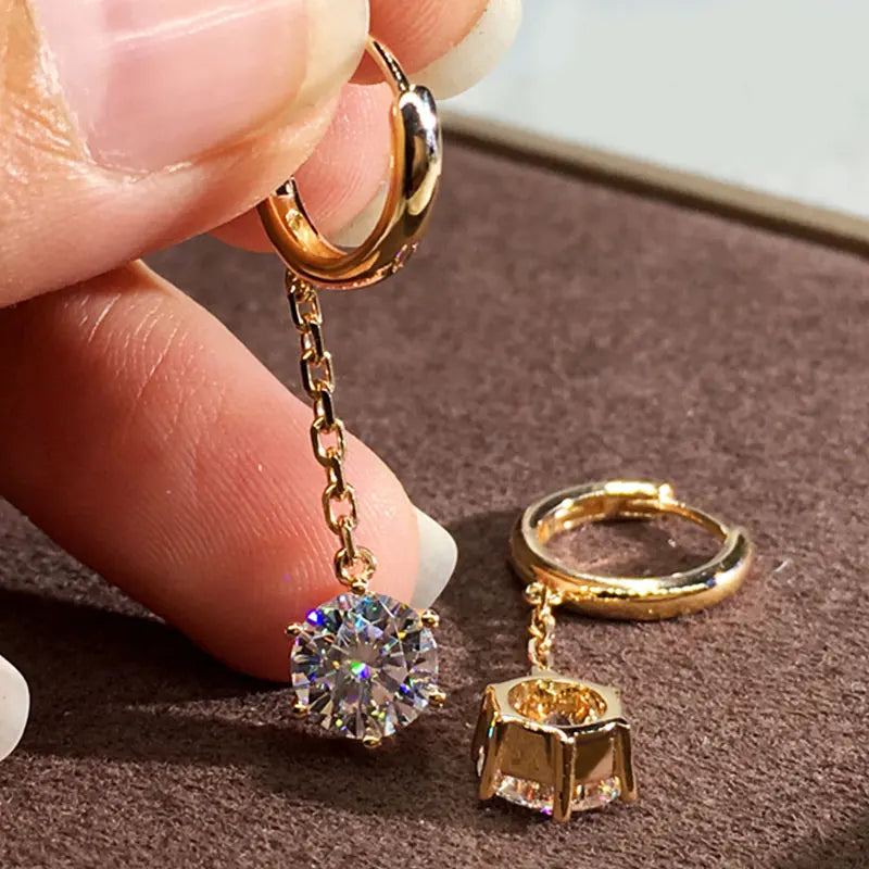 Huitan Chain Dangle Earrings – 6-Claw Cubic Zirconia Women