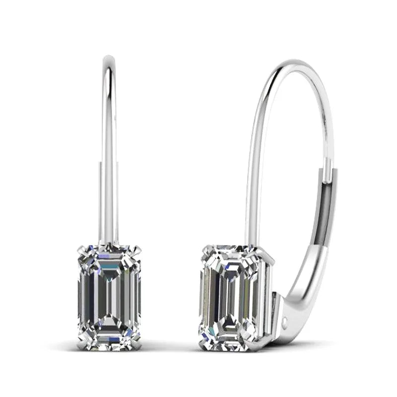 Huitan Mosaic Square CZ Drop Earrings | Silver Women's Jewelry
