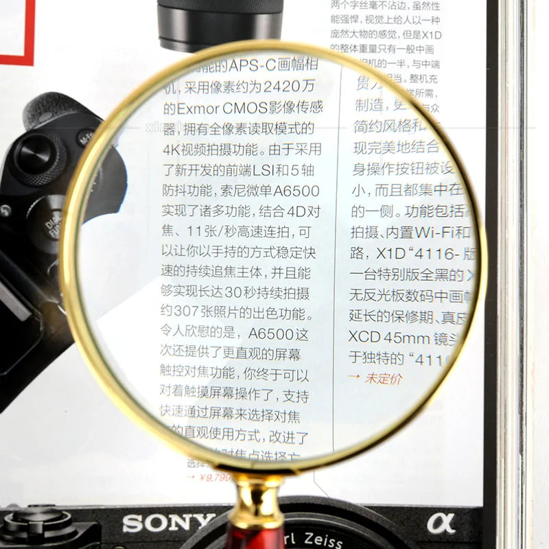 10x LED Handheld Magnifying Glass – Jade Handle & Gold Frame