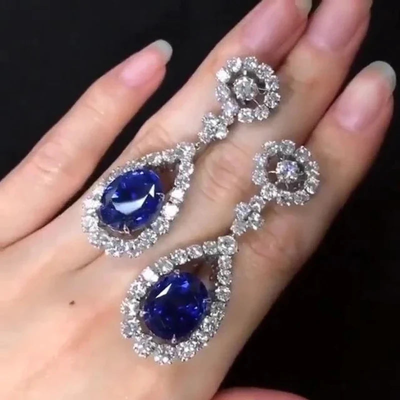Huitan Blue Drop Earrings – Cubic Zirconia Women's Jewelry